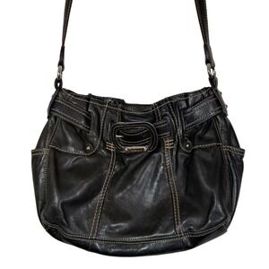 VTG Tignanello Hobo Bag Medium Black Leather Shoulder Purse